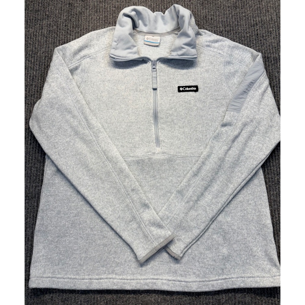 Columbia Womens Light Grey Sweater Weather Quarter Zip Pullover Fleece AL7825 M